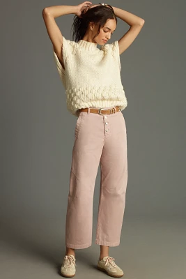 The Arin Mid-Rise Button-Front Barrel Pant by Pilcro