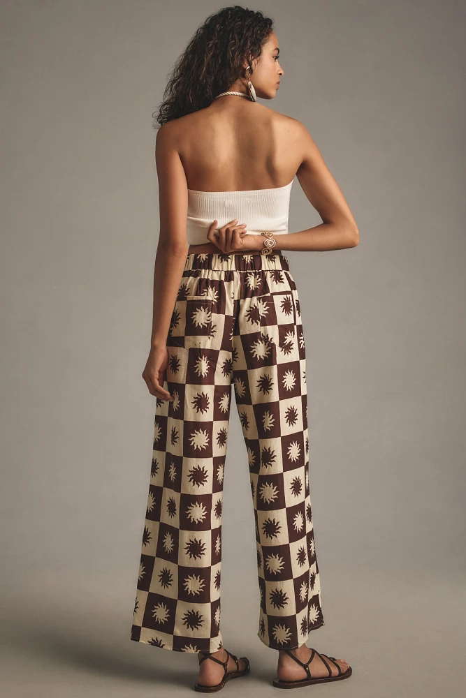 Little Lies Sun Print Linen Wide-Leg Pants