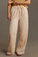 Central Park West Pull-On Wide-Leg Cargo Pants