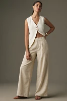 Sanctuary Pleat Up High-Rise Linen Striped Trousers