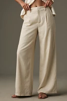 Sanctuary Pleat Up High-Rise Linen Striped Trousers