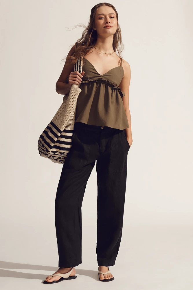 Sanctuary Relaxed Linen Cruiser Cropped Pants