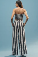 Flat White Striped High-Rise Wide-Leg Pants