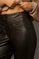 The Junie High-Rise Wide-Leg Flare Pants by Maeve: Faux Leather Edition