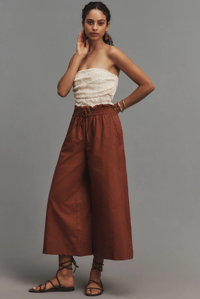 By Anthropologie Linen Pull-On Pants