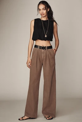 Amo Sheryl High-Rise Pleated Wide-Leg Trouser Pants