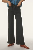 Hudson Tie-Waist Pintucked Linen Trouser Pants