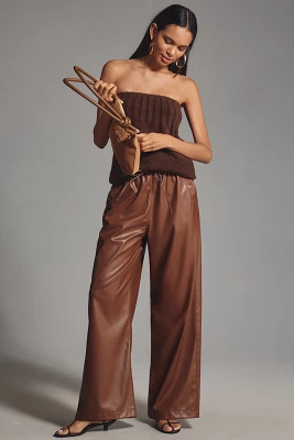 Exquise Brenna Faux Leather Wide-Leg Pants