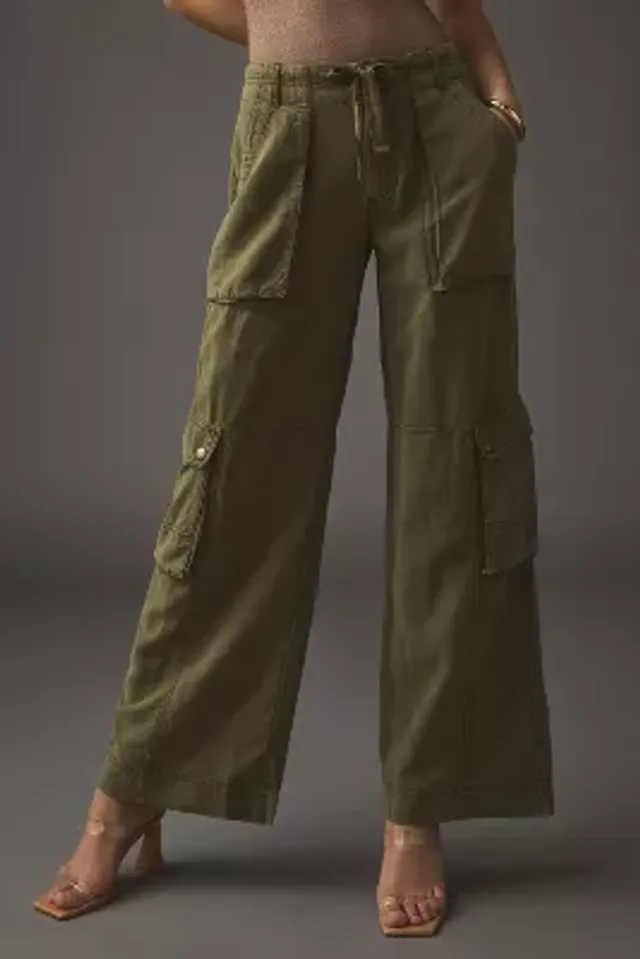 Anthropologie Utility Wide Leg Cargo Pants Green Plus Size 26 W OB# 1270861