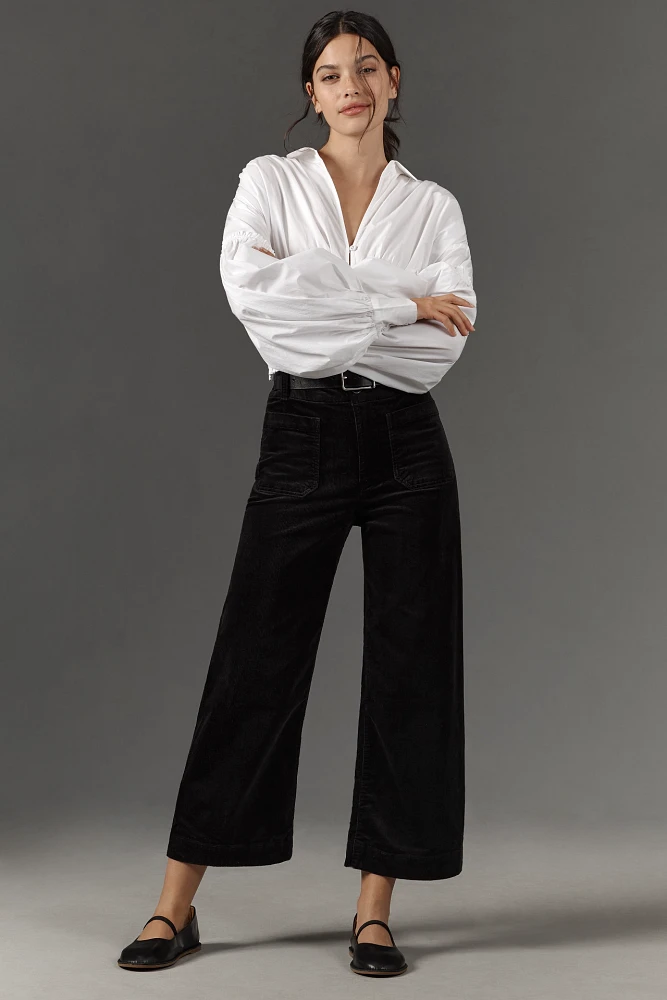 The Colette Cropped Wide-Leg Pants by Maeve: Corduroy Edition