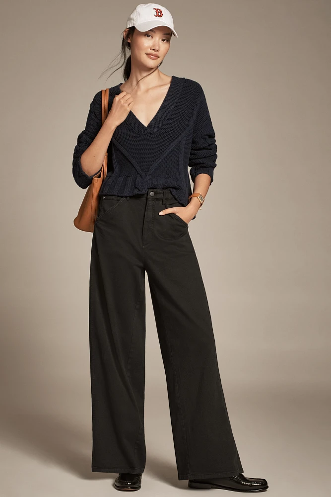 Pilcro Relaxed Elastic-Back Wide-Leg Pants