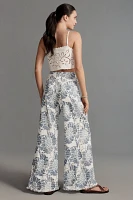 The Adi Mid-Rise Frayed Relaxed Flare Pants by Pilcro: Printed Linen Edition