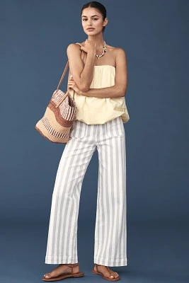 The Colette Full-Length Wide-Leg Pants by Maeve: Stripe Edition