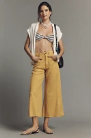 The Adi Mid-Rise Frayed Relaxed Cropped Flare Pants by Pilcro: Linen Blend Edition
