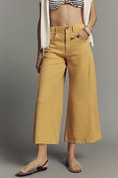 The Adi Mid-Rise Frayed Relaxed Cropped Flare Pants by Pilcro: Linen Blend Edition