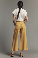 The Adi Mid-Rise Frayed Relaxed Cropped Flare Pants by Pilcro: Linen Blend Edition