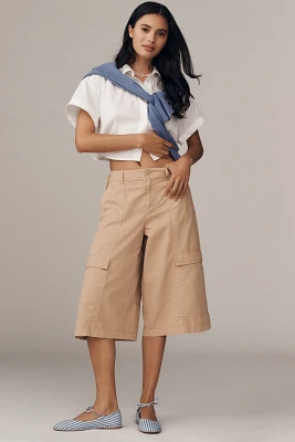 By Anthropologie Cargo Linen Blend Culotte Pants