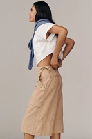 By Anthropologie Cargo Linen Blend Culotte Pants