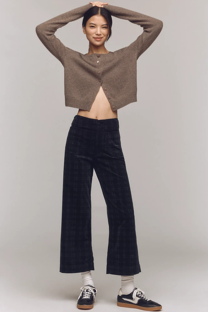 The Colette Cropped Wide-Leg Pants by Maeve: Plaid Corduroy Edition