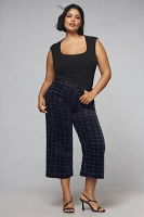 The Colette Cropped Wide-Leg Pants by Maeve: Plaid Corduroy Edition