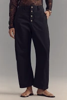 The Arin Mid-Rise Button-Front Barrel Pants by Pilcro: Linen Blend Edition