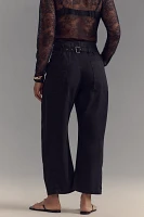 The Arin Mid-Rise Button-Front Barrel Pants by Pilcro: Linen Blend Edition