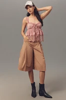 Pilcro Linen Blend Pleated Culotte Jeans