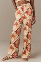 Farm Rio x Anthropologie Pineapple Satin Wide-Leg Pants