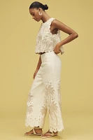 Farm Rio x Anthropologie Embroidered Palm Linen Pants