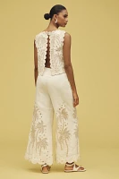 Farm Rio x Anthropologie Embroidered Palm Linen Pants
