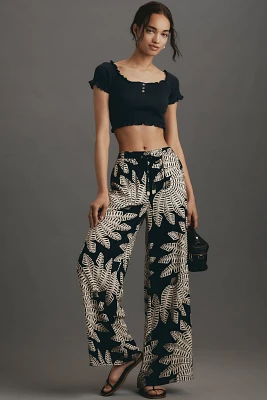 Farm Rio x Anthropologie Palm Pull-On Wide-Leg Pants