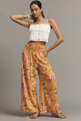 Farm Rio x Anthropologie Smocked Floral Wide-Leg Pants