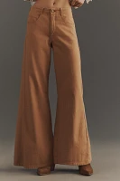 The Adi Mid-Rise Frayed Relaxed Flare Pants by Pilcro: Herringbone Edition