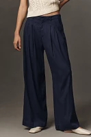 The Avery Pleated Wide-Leg Trousers by Maeve: Linen Edition