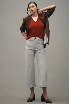 The Colette Cropped Wide-Leg Pants by Maeve: Brushed Knit Edition