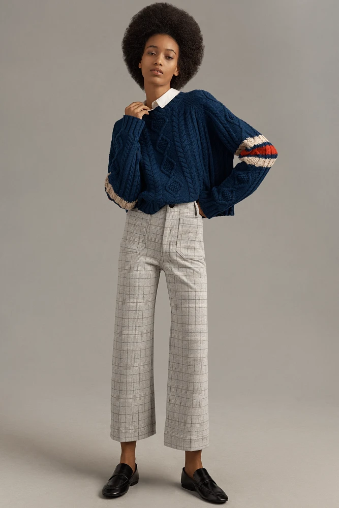 The Colette Cropped Wide-Leg Pants by Maeve: Knit Plaid Edition