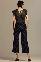 The Colette Cropped Wide-Leg Pants by Maeve: Floral Ponte Edition