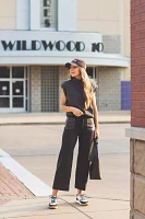 The Colette Cropped Wide-Leg Pants by Maeve: Merrick White Faux-Leather Pocket Edition