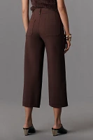 The Colette Cropped Wide-Leg Pants by Maeve: Merrick White Faux-Leather Pocket Edition