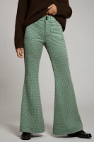 Maeve Plaid Mega-Flare Knit Pants