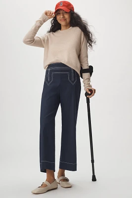 The Colette Cropped High-Rise Wide-Leg Pants by Maeve: Sailor Edition