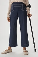 The Colette Cropped High-Rise Wide-Leg Pants by Maeve: Sailor Edition