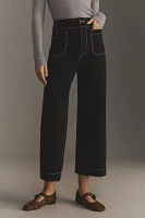 The Colette Cropped Wide-Leg Pants by Maeve: Ponte Contrast Edition