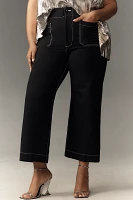 The Colette Cropped Wide-Leg Pants by Maeve: Ponte Contrast Edition