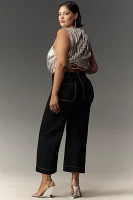 The Colette Cropped Wide-Leg Pants by Maeve: Ponte Contrast Edition