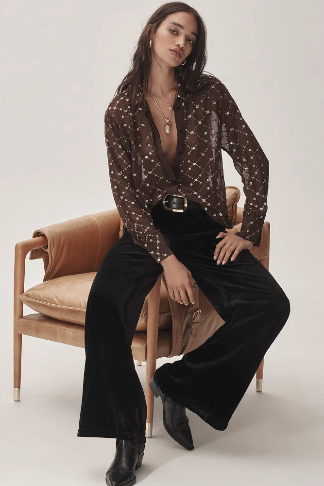 By Anthropologie Wide-Leg Velvet Pants