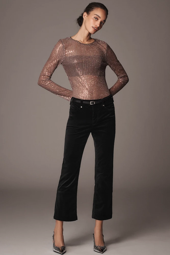 Pilcro Solid Velvet Moto Crop Pants