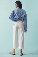 The Colette Cropped Wide-Leg Pants by Maeve: Embroidered Edition