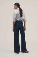 The Colette Cropped Wide-Leg Pants by Maeve: Contrast-Stitch Edition