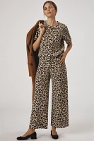 The Ettie High-Rise Crop Wide-Leg Pants by Maeve: Leopard Edition